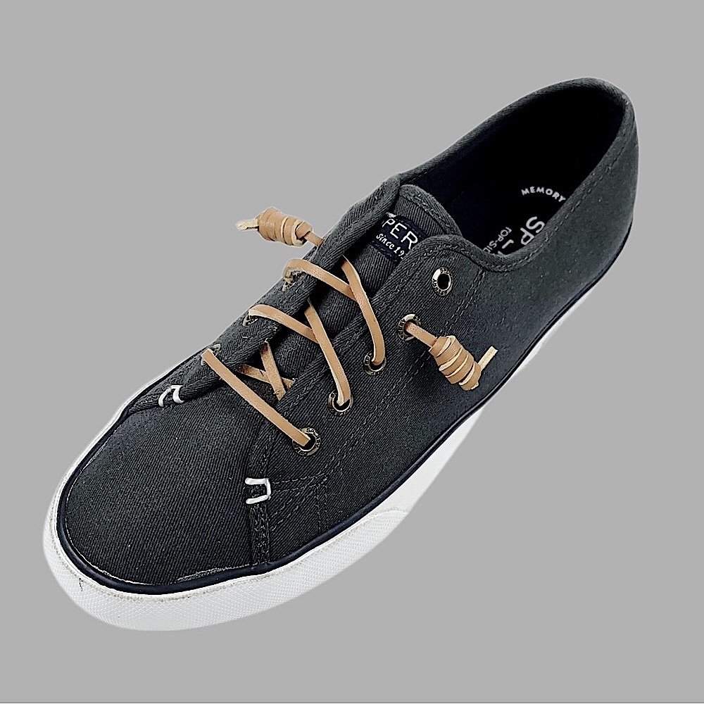 Sperry Womens Gray Canvas No Tie Sneakers Size 8